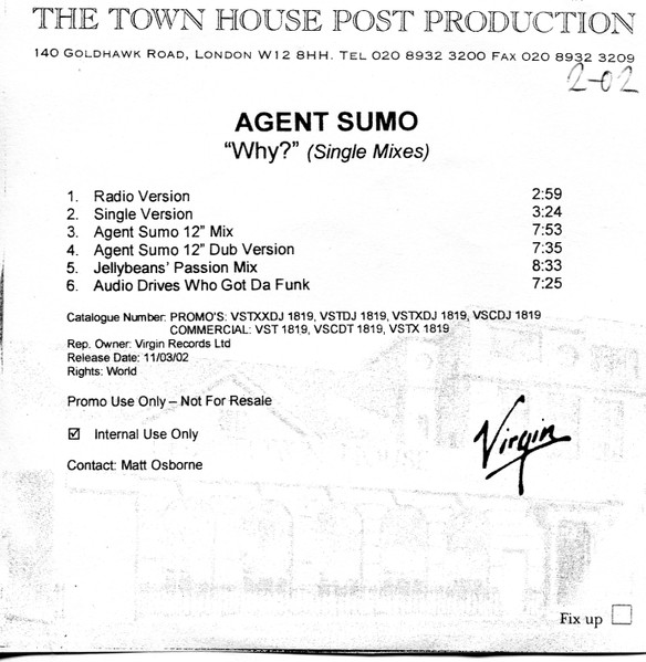 Agent Sumo - Why (CDr) (Virgin – none) (2002)